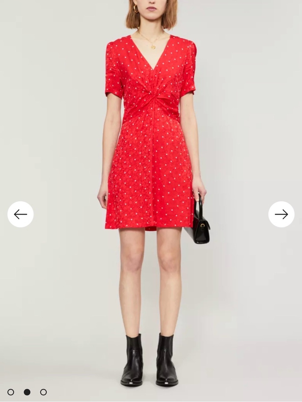 MAJE Ripia polka-dot jacquard mini dress - size 38 (US 4-6)